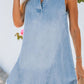 Notched Sleeveless Denim Dress