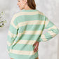 Sew In Love Full Size Contrast Striped Round Neck Sweater