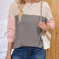 Color Block Round Neck Long Sleeve Sweatshirt