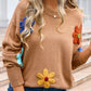 Crochet Flower Round Neck Sweater