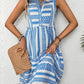 Frill Printed Notched Sleeveless Dress