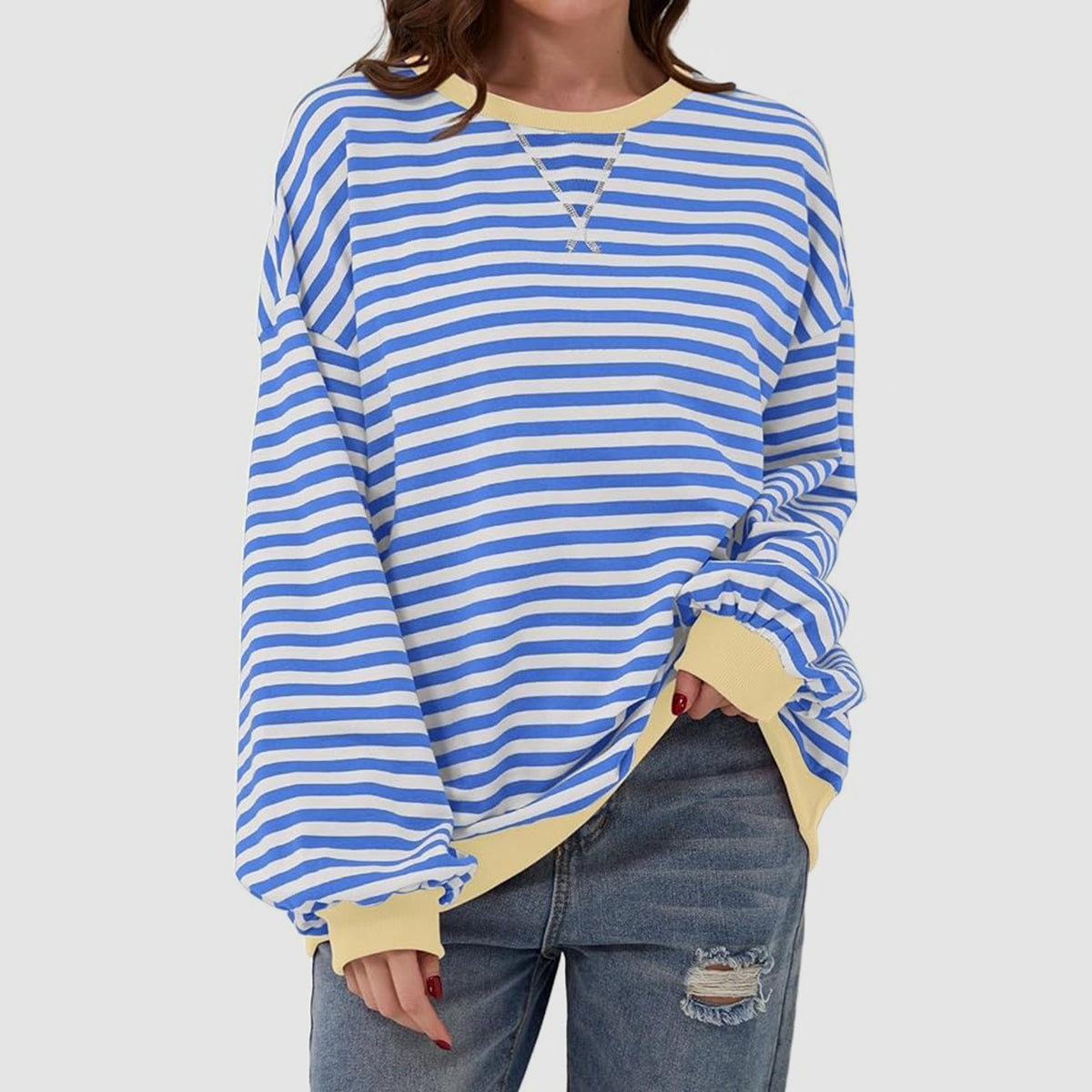 Striped Round Neck Long Sleeve T-Shirt