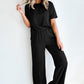 Solid Color T Shirt 2pcs Wide Leg Pants Set