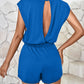 Cutout Round Neck Cap Sleeve Romper