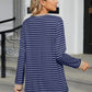 Pocketed Striped Round Neck Long Sleeve T-Shirt