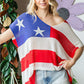 First Love Full Size USA Flag Drop Shoulder Knit Top