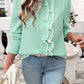 Lace Detail Ruffled Round Neck Long Sleeve Shirt