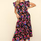 Haptics Ruffled Printed Round Neck Cap Sleeve Dress