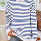 Striped Round Neck Long Sleeve Sweatshirt