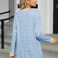 Pocketed Striped Round Neck Long Sleeve T-Shirt