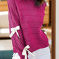 Bow Cutout Round Neck Long Sleeve Knit Top