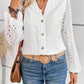 Cutout Notched Long Sleeve Blouse