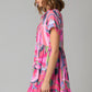 Abstract Geometric Print Tassel Tie Flared Dress