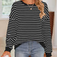 Striped Round Neck Long Sleeve Sweatshirt