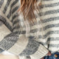 Striped Round Neck Dropped Shoulder Sweater