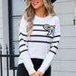 Striped Round Neck Long Sleeve Sweater