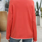 Contrast Trim Round Neck Long Sleeve Sweater