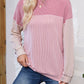 Color Block Round Neck Long Sleeve Sweatshirt