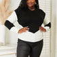 Woven Right Two-Tone Openwork Rib-Knit Sweater