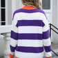 Contrast Striped Round Neck Sweater