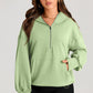 Pocketed Half Zip Long Sleeve Hoodie