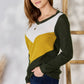 Hailey & Co Full Size Colorblock V-Neck Blouse