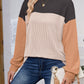 Color Block Round Neck Long Sleeve Sweatshirt