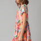 Abstract Geometric Print Tassel Tie Flared Dress