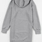 Gray Textured Kangaroo Pocket Drawstring Hooded Mini Dress