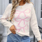 Bow Graphic Round Neck Long Sleeve Sweater