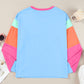 Color Block Round Neck Long Sleeve Top