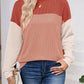 Color Block Round Neck Long Sleeve Sweatshirt