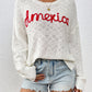 Letter Round Neck Long Sleeve Sweater