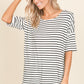 BOMBOM Striped Round Neck T-Shirt