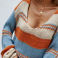 Color Block V-Neck Dropped Shoulder Sweater