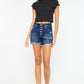 Kancan Raw Hem Button-Fly Denim Shorts