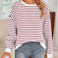 Striped Round Neck Long Sleeve Sweatshirt