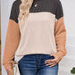 Color Block Round Neck Long Sleeve Sweatshirt