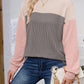 Color Block Round Neck Long Sleeve Sweatshirt