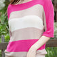 Color Block Boat Neck Half Sleeve Knit Top