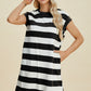 Basic Bae Full Size Striped Round Neck Cap Sleeve Mini Dress