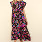 Haptics Ruffled Printed Round Neck Cap Sleeve Dress