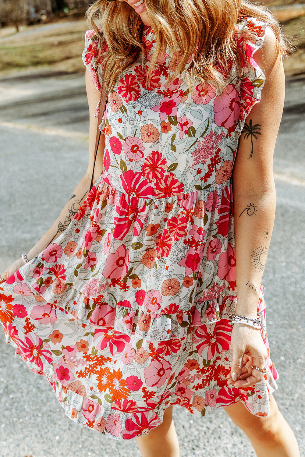 Ruffled Tank Floral Dress