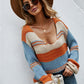 Color Block V-Neck Dropped Shoulder Sweater