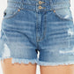 Kancan Full Size High Rise Raw Hem Denim Shorts