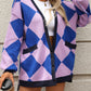 Checkered Dropped Shoulder Long Sleeve Cardigan