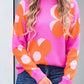 Flower Round Neck Long Sleeve Sweater