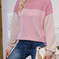 Color Block Round Neck Long Sleeve Sweatshirt