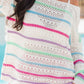 Openwork Striped Long Sleeve Knit Cover Up