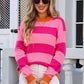 Contrast Striped Round Neck Sweater